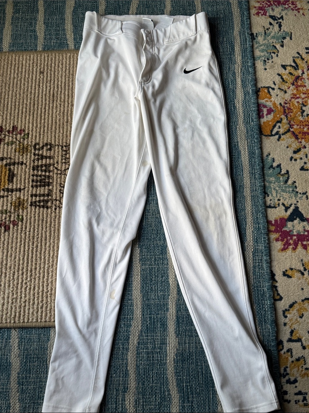 Nike White Baseball/Softball Pants with Black Swoosh